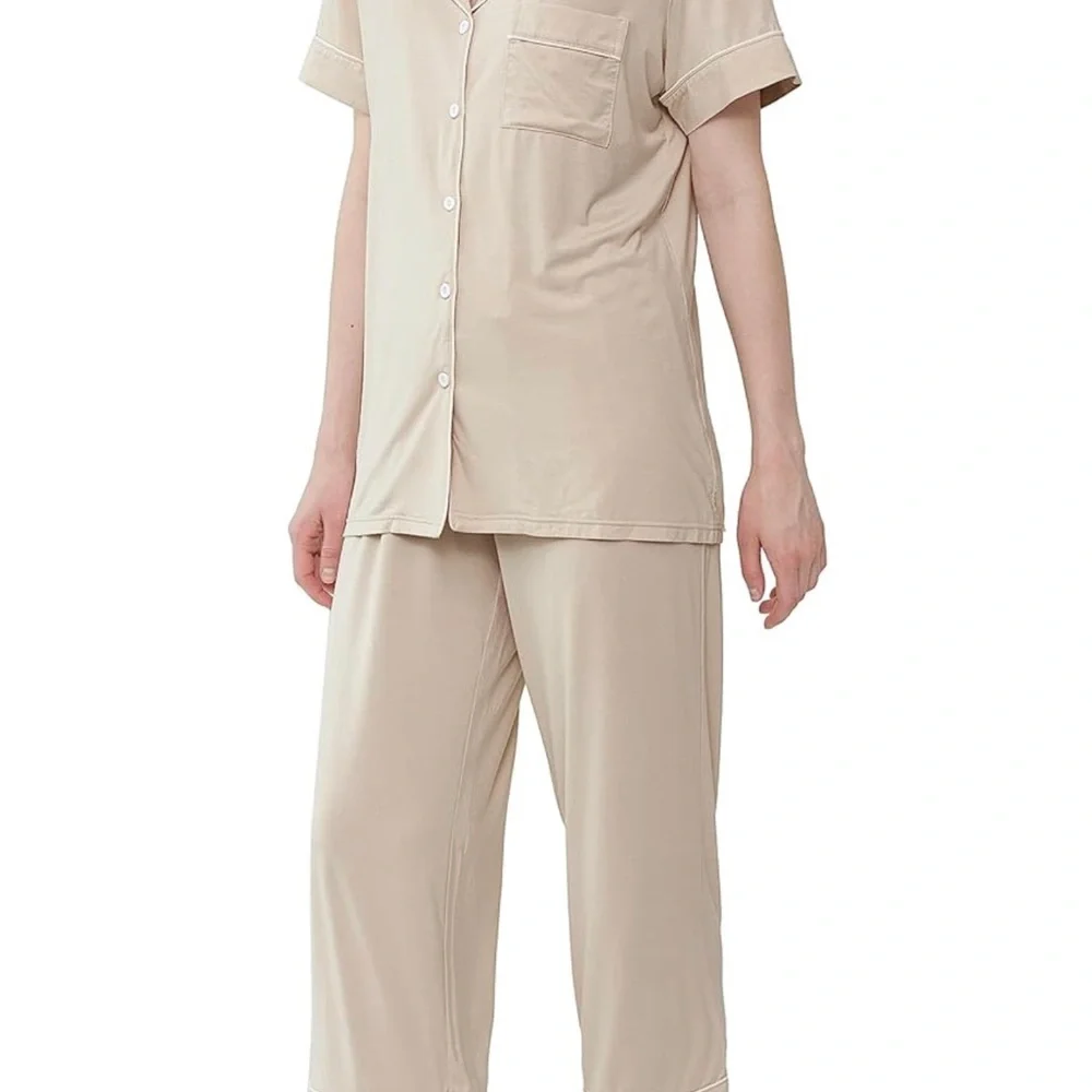 NWT Pajama Set for Women Soft Capri Button Up Cooling Pjs Set/Size Small - Picture 3 of 11